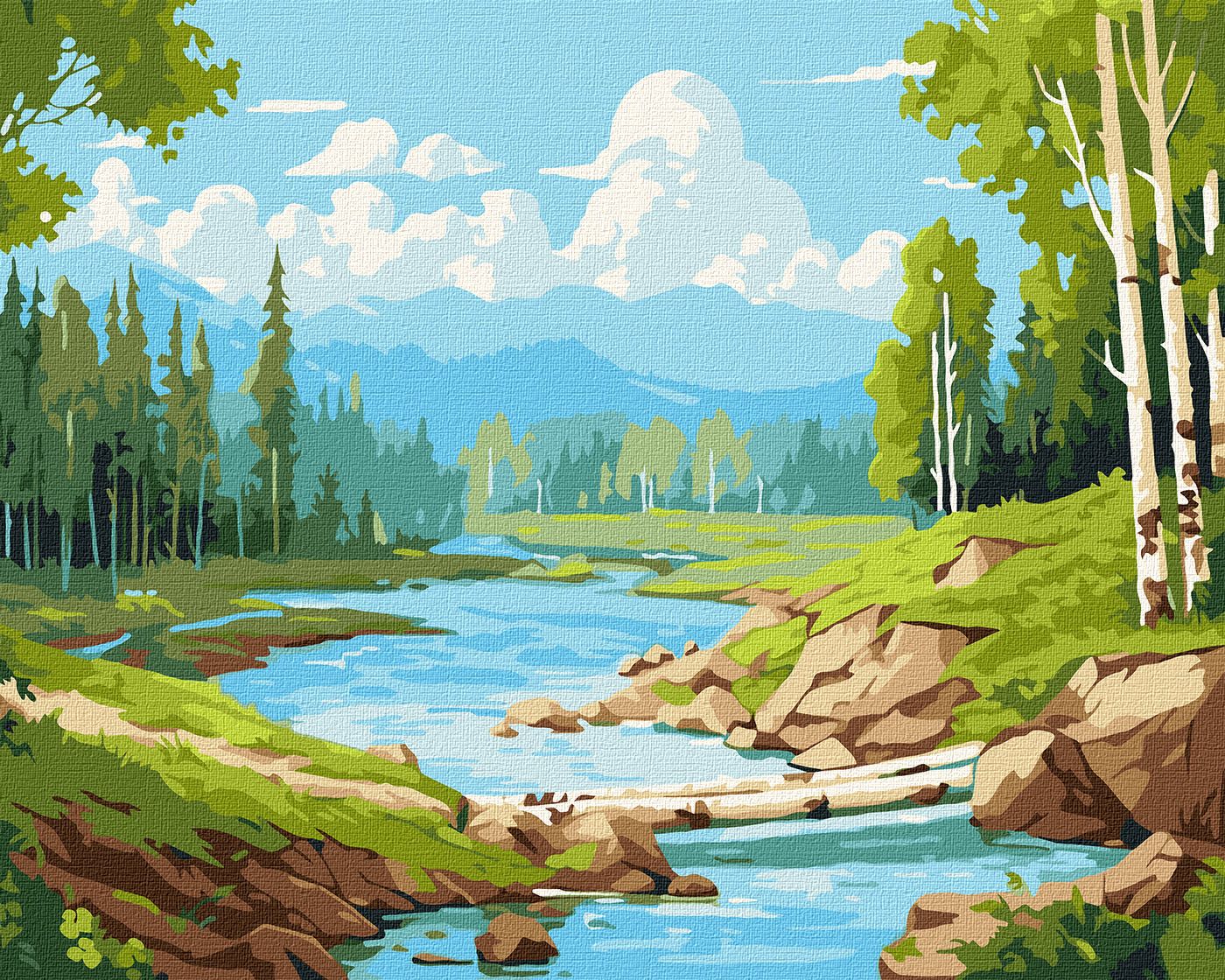 Картини по номерах акрилові «У березовому гаю» 40×50см