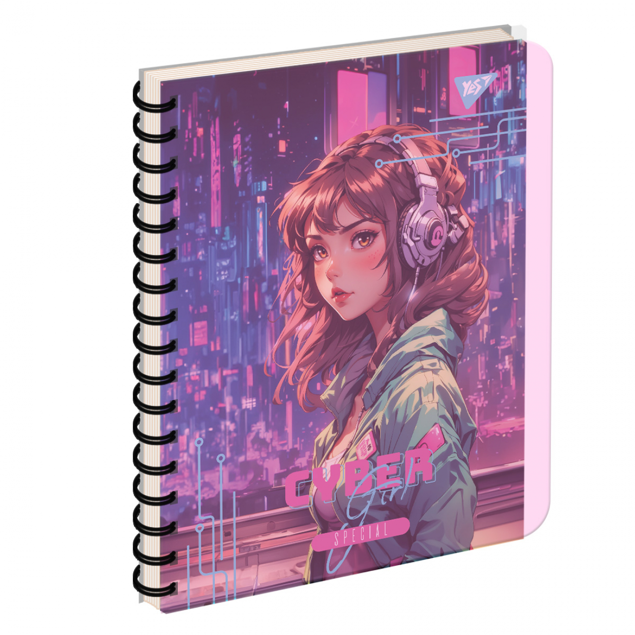 Блокнот пруж. А5 144 аркуші клітинка пластиковий обкладинка «Cyber girl»