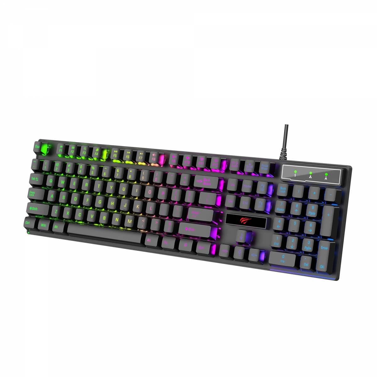 Клавіатура ігрова мембранна HV-KB101L RGB black