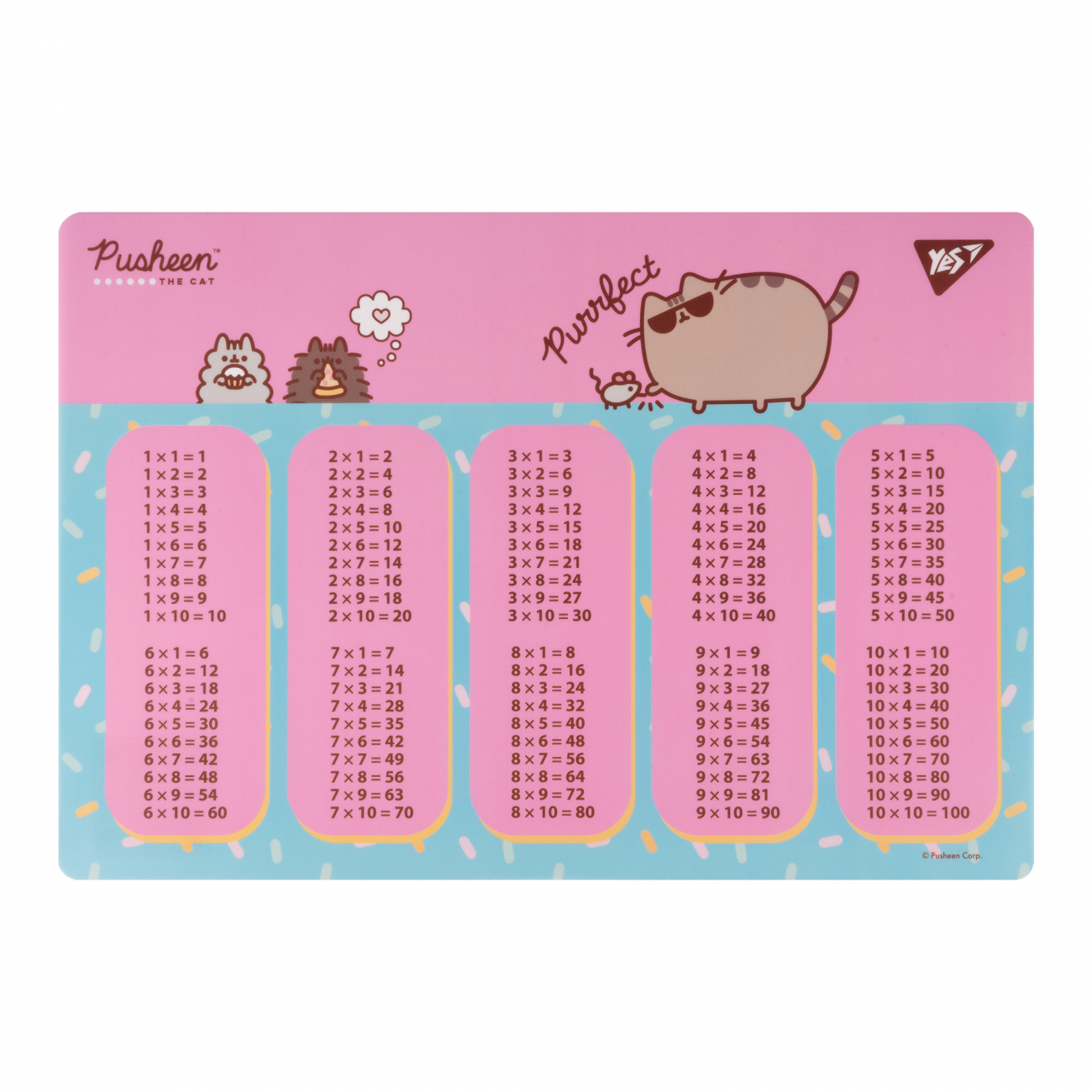 Підкладка для столу Pusheen. Purrfect Таблиця множення