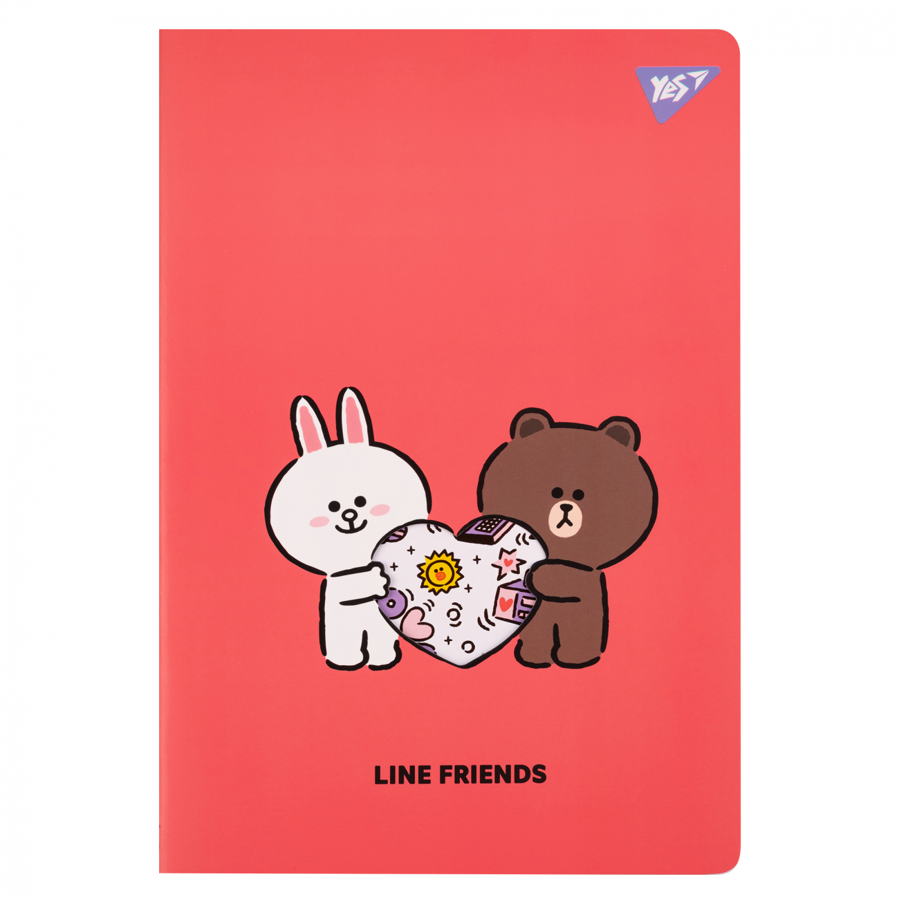 Зошит А4 40 аркушів клітинка пластиковий обкладинка з висічкою Line Friends