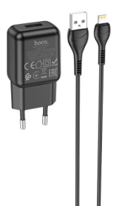 Зарядний пристрій 1USB+Lightning 2.1A black