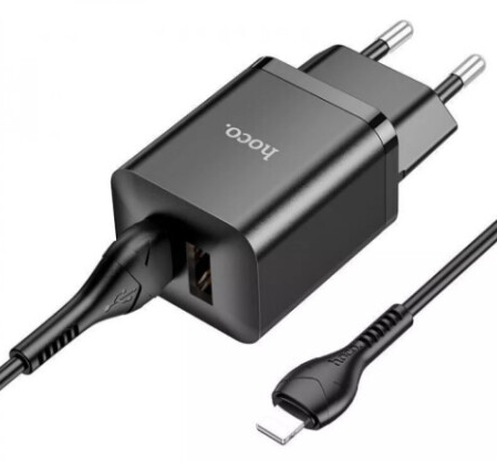 Зарядний пристрій 2USB+Lightning 2.1A black