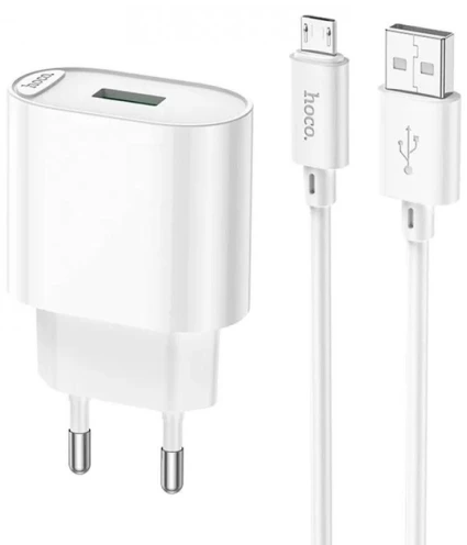 Зарядний пристрій швидка зарядка 1USB+microUSB 2.1A 3.0 18W white