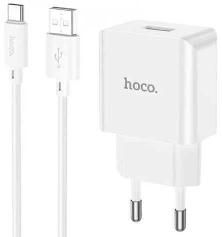 Зарядний пристрій 1USB+Type C 2.1A white