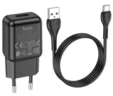 Зарядний пристрій 1USB+Type-C 2.1A black