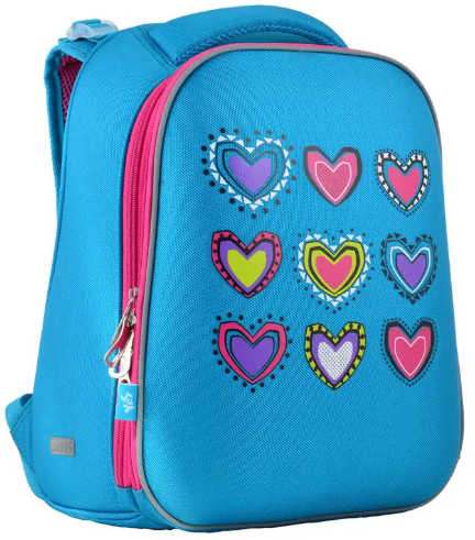 Ранець каркасний H-12 Hearts turquoise 2 відділення, 1 кишеня 38×29×15см