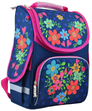Ранець каркасний «Smart» PG-11 Flowers blue 1 відділення, 3 кишені, 34×26×14см
