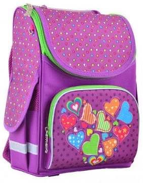 Ранець каркасний «Smart» PG-11 Hearts pink 1 відділення, 3 кишені, 34×26×14см