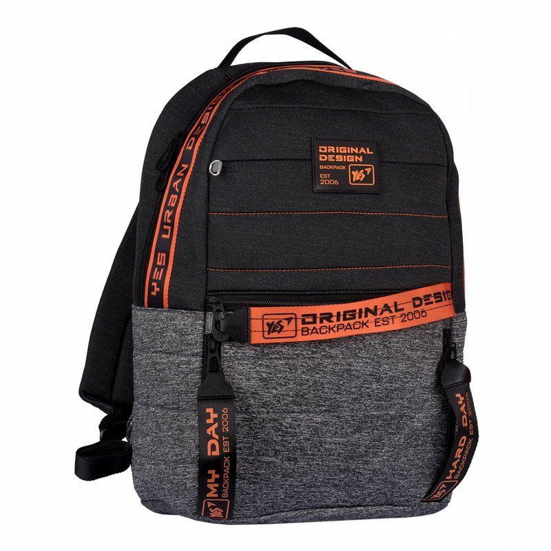 Рюкзак T-122 Urban disign style Orange 3 відділення, 3 кишені сірий/чорний
