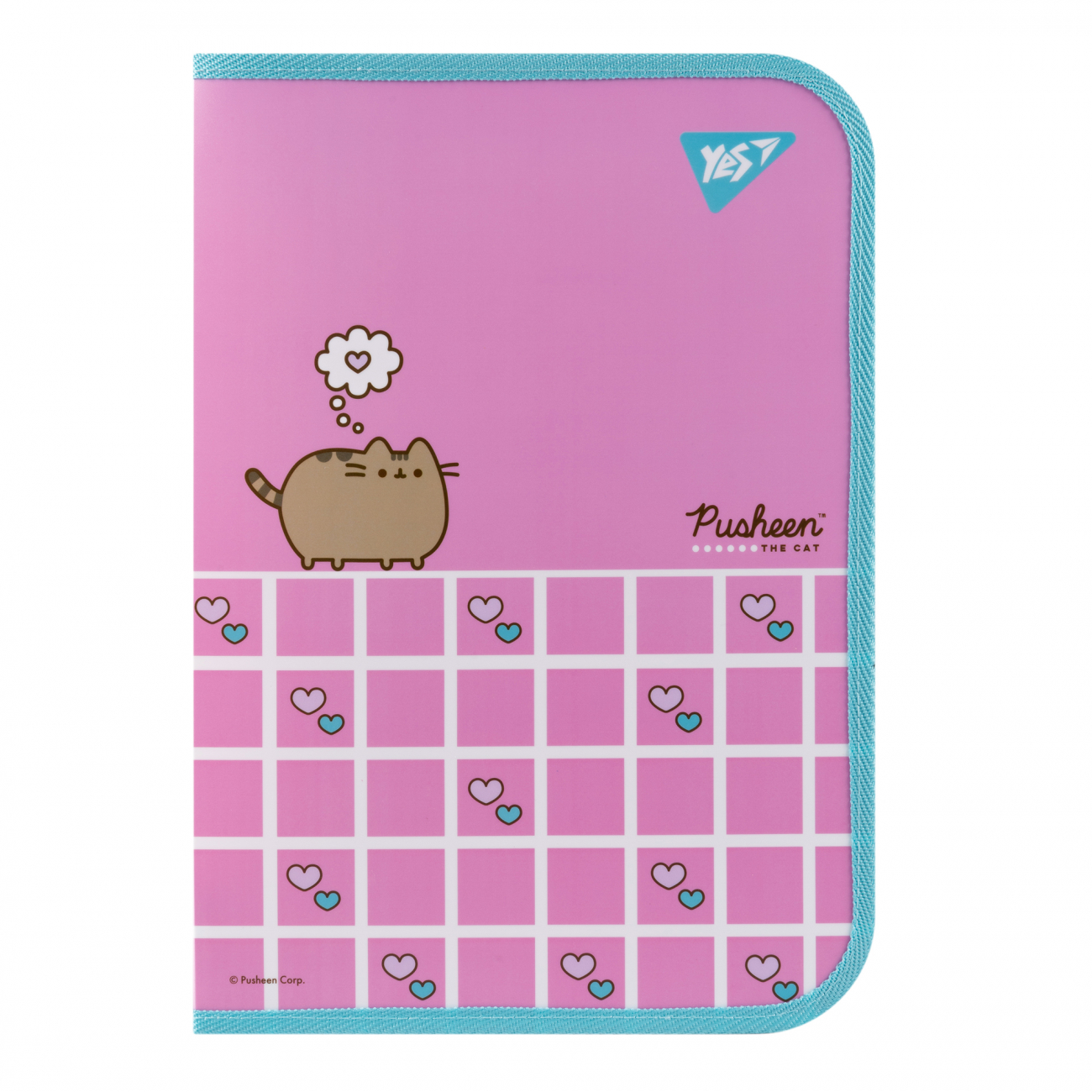 Папка факульт. А4 «Pusheen. Hearts» пластикова на блискавці, з внутр. кишенею