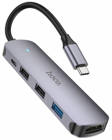 Концентратор (Hub) HB27 4 порти USB metal grey