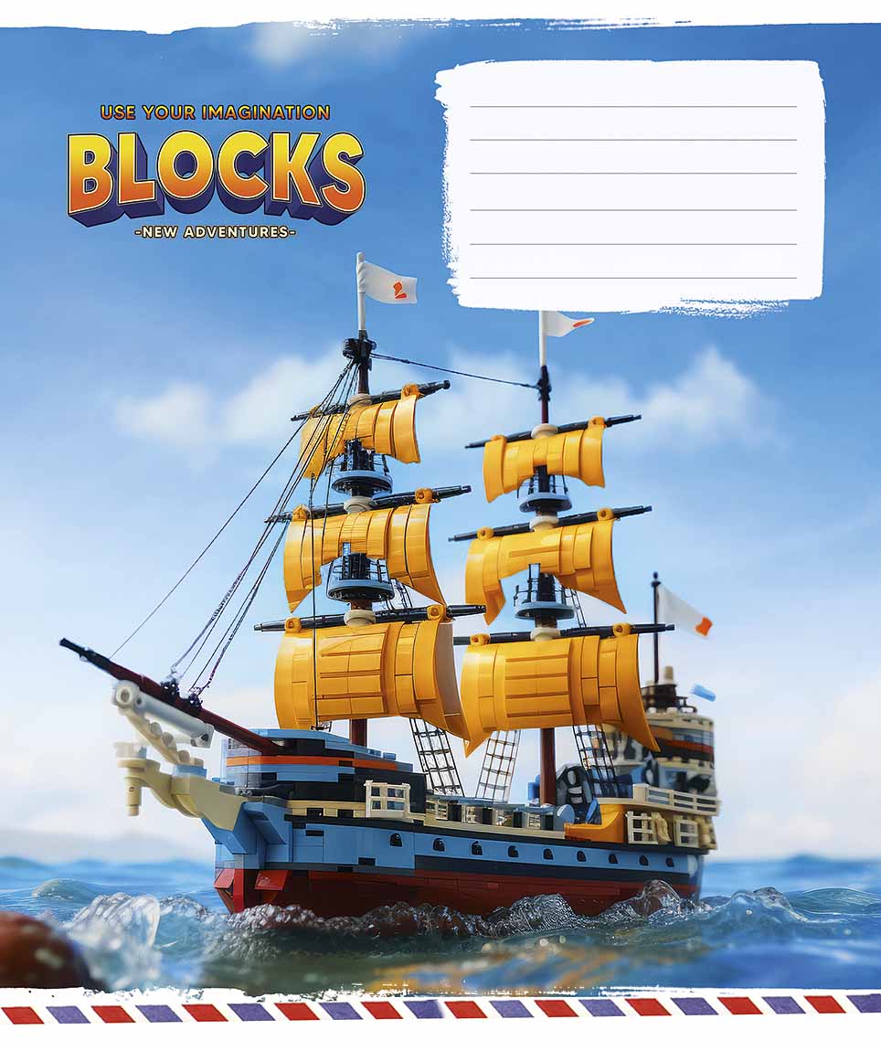 Зошит 12 аркушів коса лінія «Lucky blocks» ВД-лак