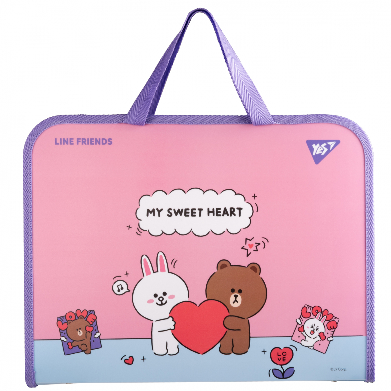 Папка-портфель А4 «Line Friends. Choco and Cony» з ручками