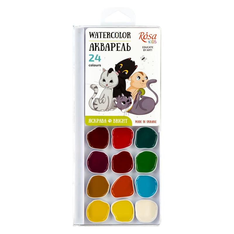 Акварель 24 кольори «ROSA Kids» Cats без пензлика