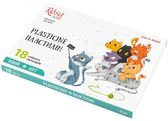 Пластилін «ROSA Kids» Cats 18 кольорів зі стеком, 288гр