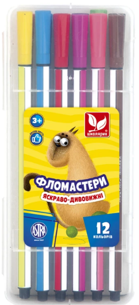 Фломастери 12 кольорів шестигран