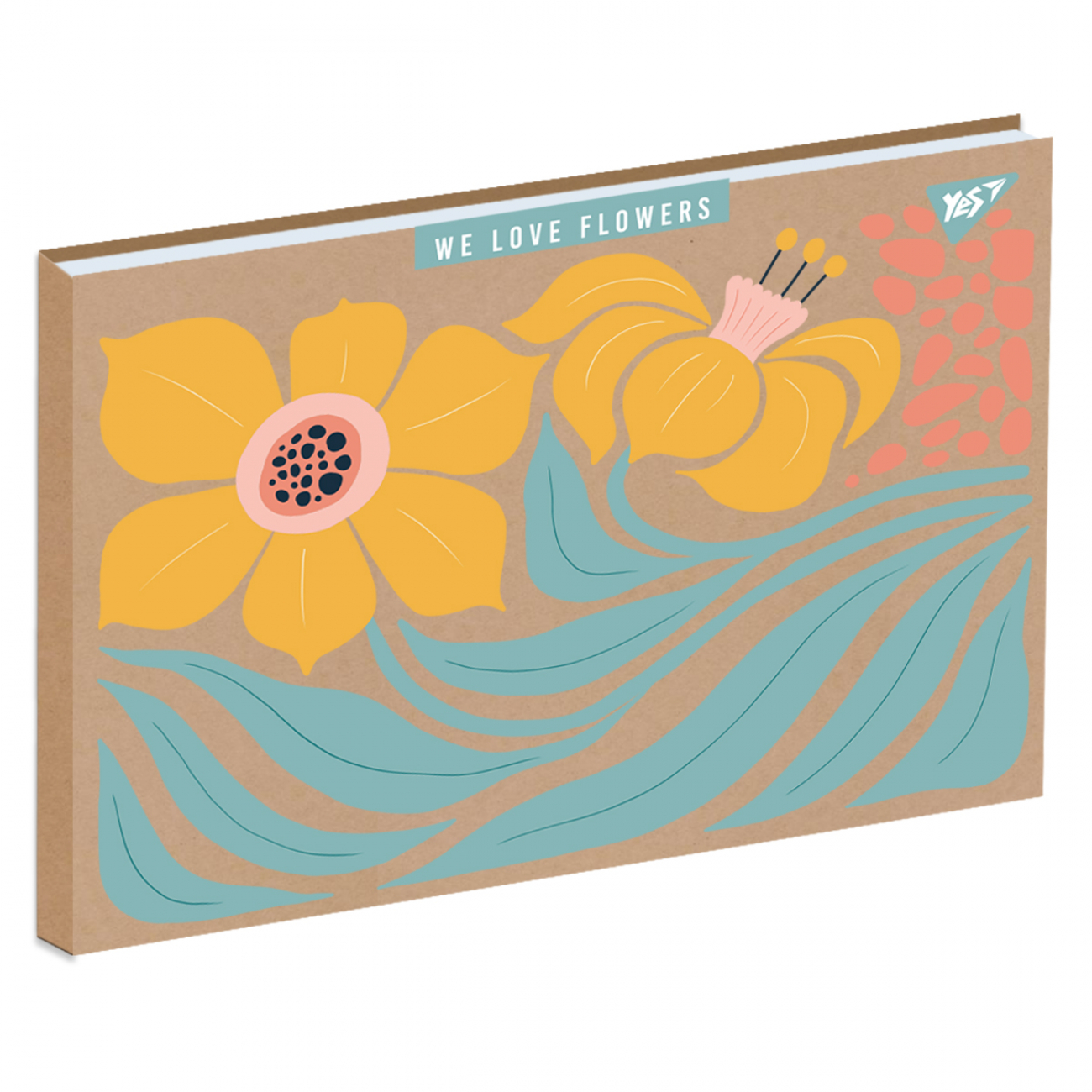 Альбом для малювання склейка 30/100 А4 «Flowers» крафт білила