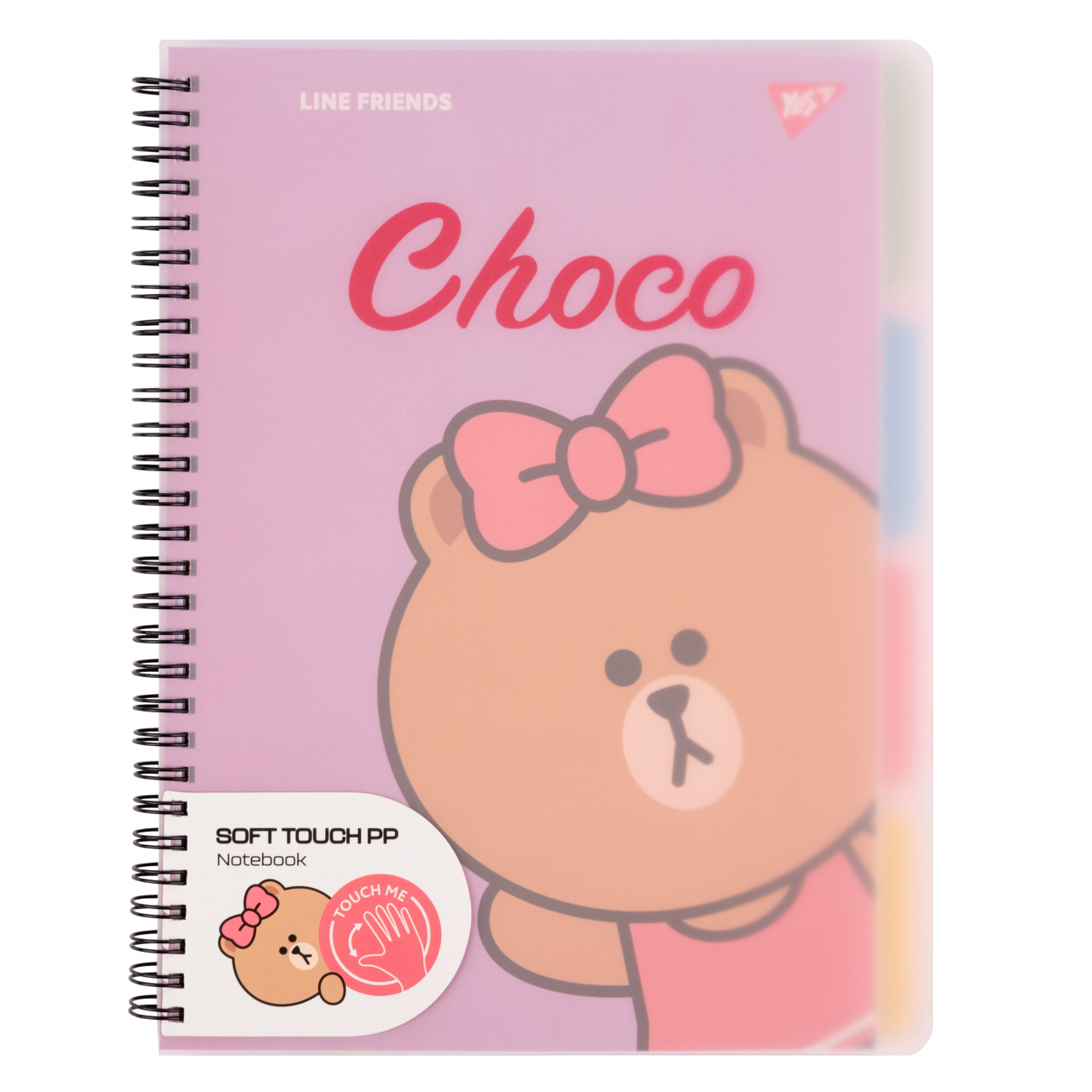 Блокнот В5 80 аркушів клітинка пластиковий обкладинка, софт-тач Line Friends. Choco