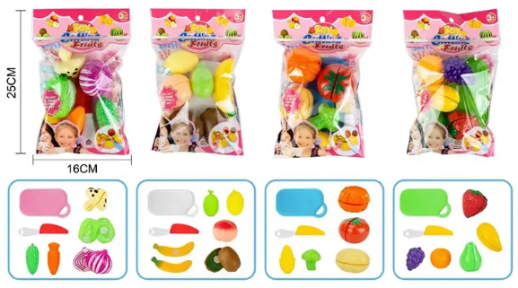 Продукти на липучці: овочі, в кульку, 25×16×4см, 4 види, мікс КІ