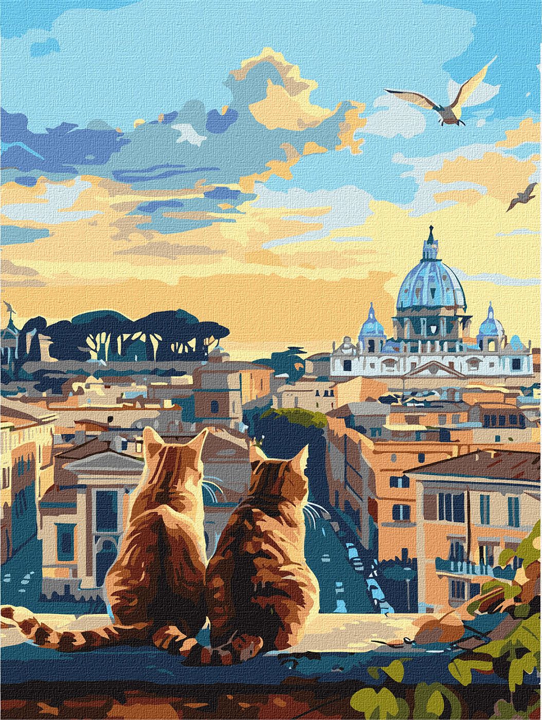 Картини по номерах акрилові «Котики у Римі» 30×40см