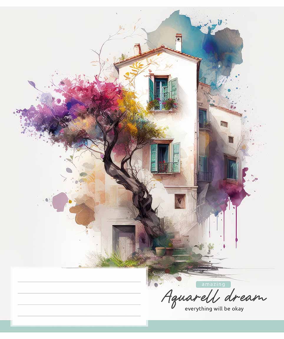 Зошит 48 аркушів клітинка «Aquarell dream» ВД-лак