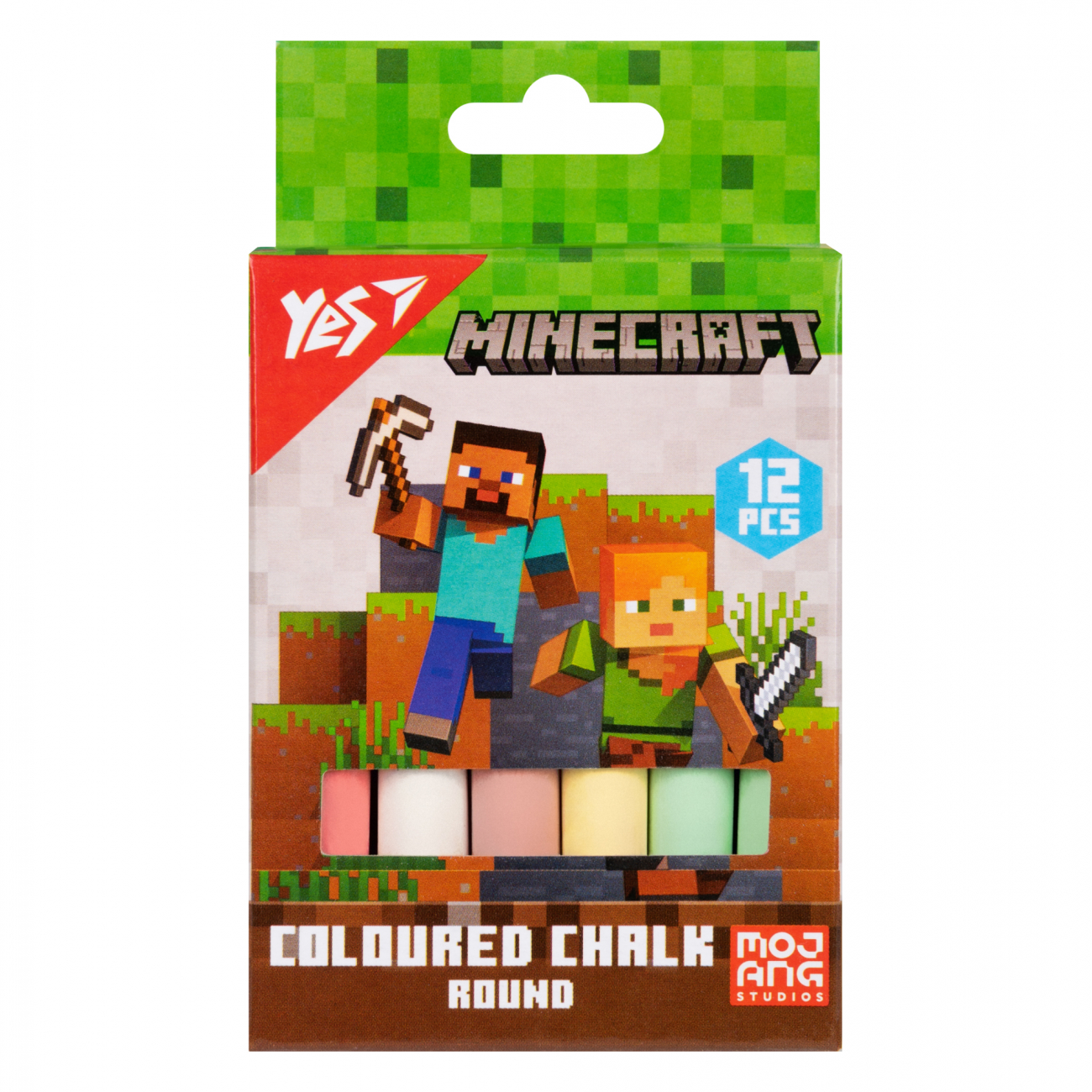 Крейда кольорова 12 шт кругла Minecraft