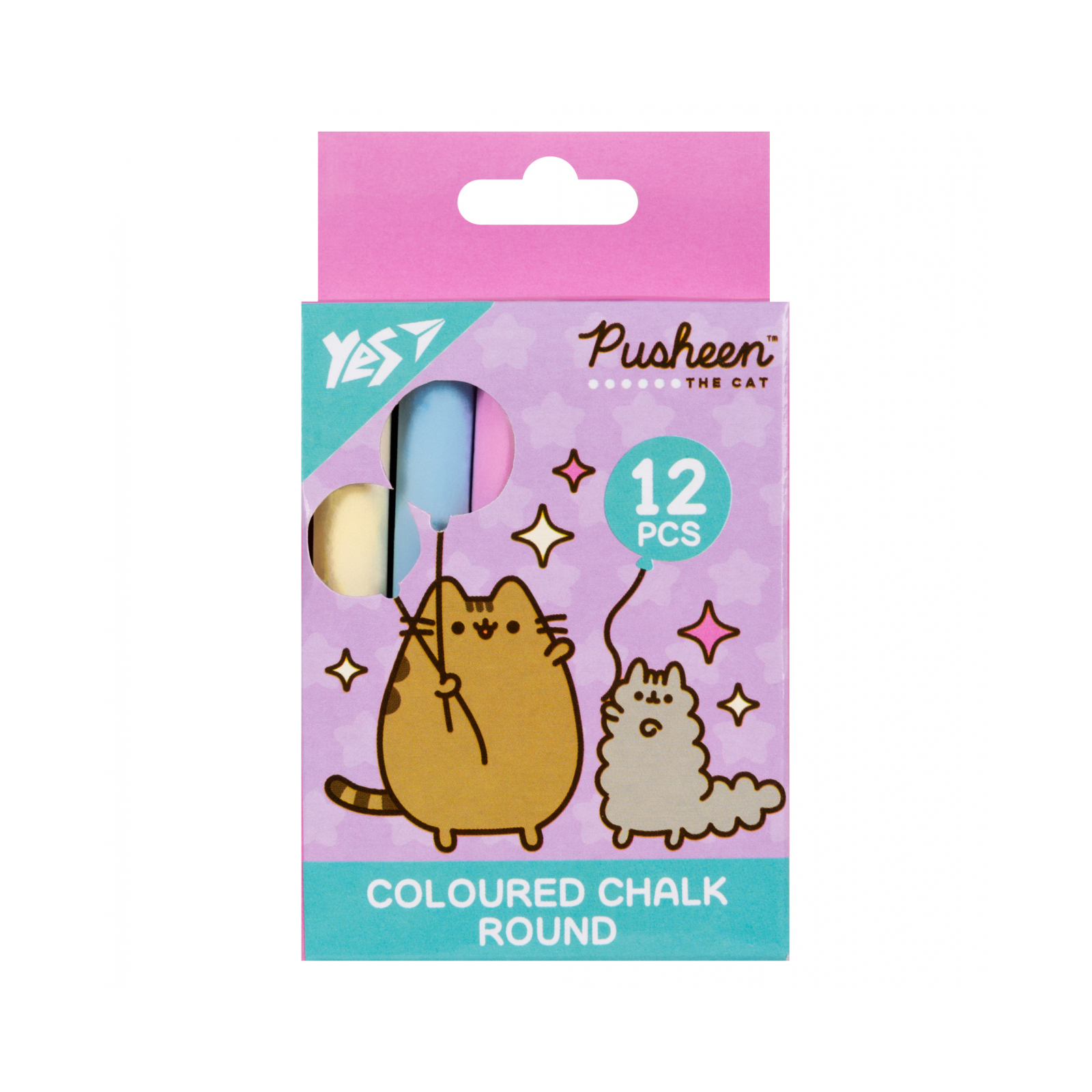 Крейда кольорова 12 шт кругла Pusheen