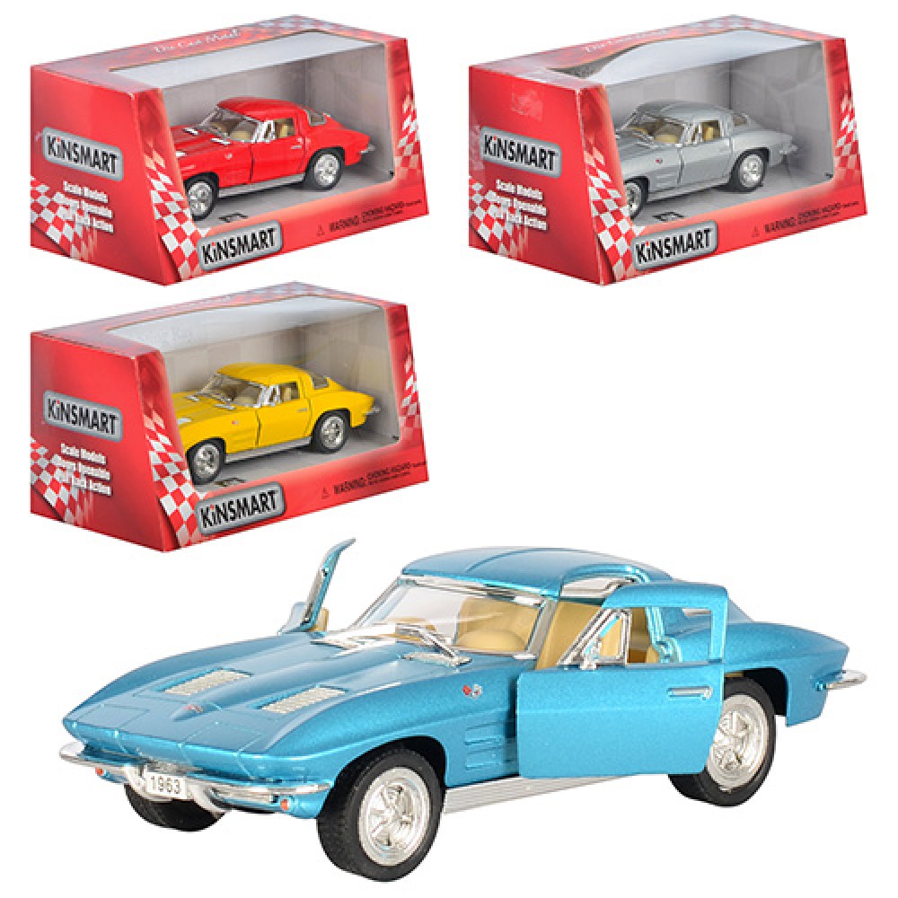 Машина інер-а металева Corvette Sting Ray 1963 (1:32) , в коробці, 16×7×8см