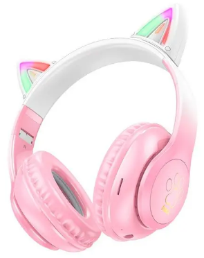 Навушники W42 Cat Ear BT pink+мікрофон