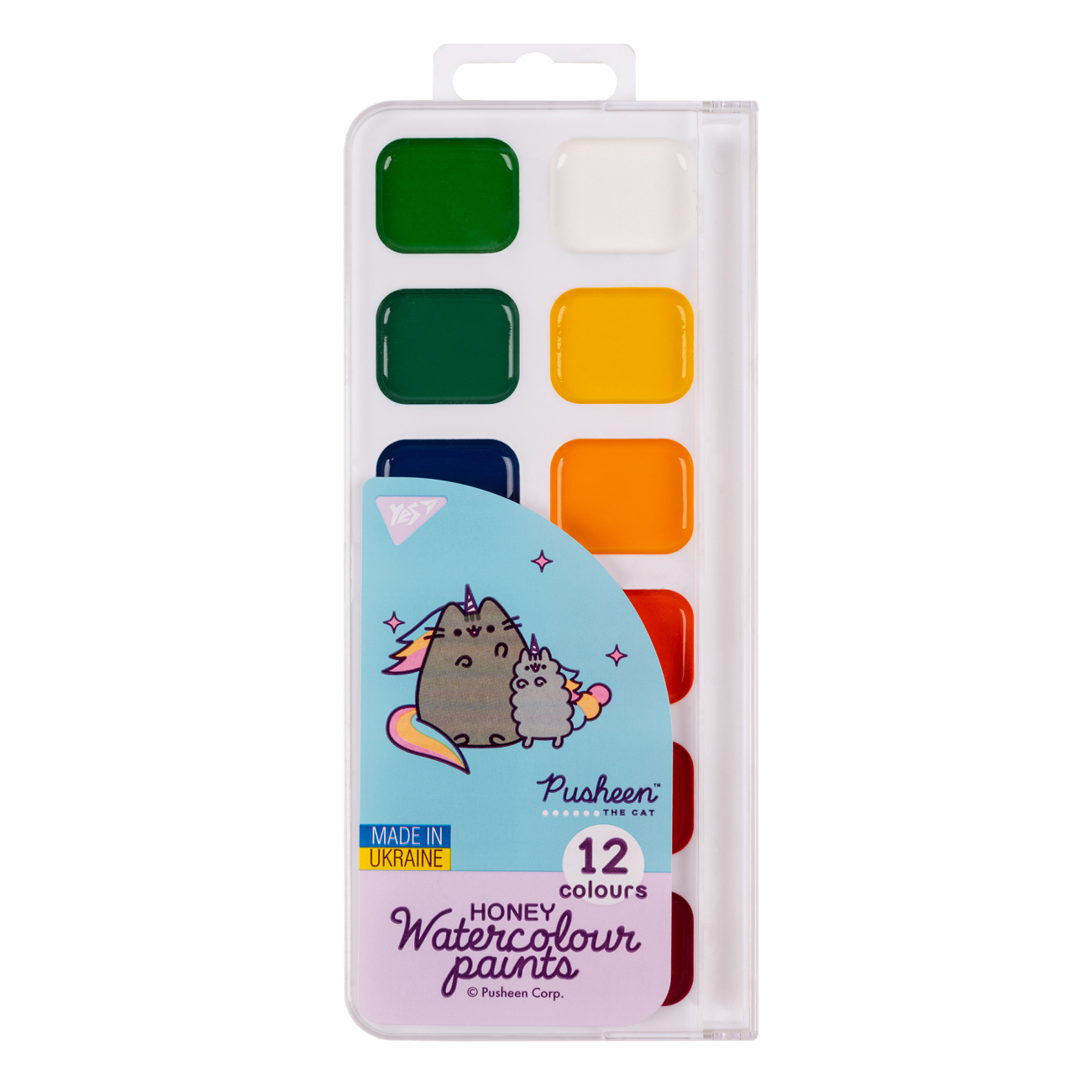 Акварель 12 кольорів Pusheen медові б/п