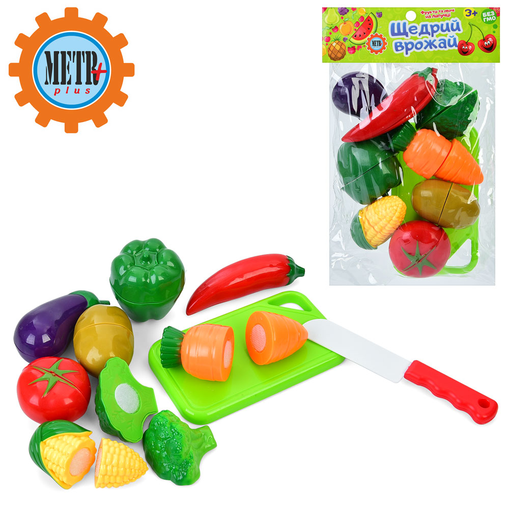 Продукти на липучці (дощечка, ножик, овочі) , в кульку 16,5×24×7см