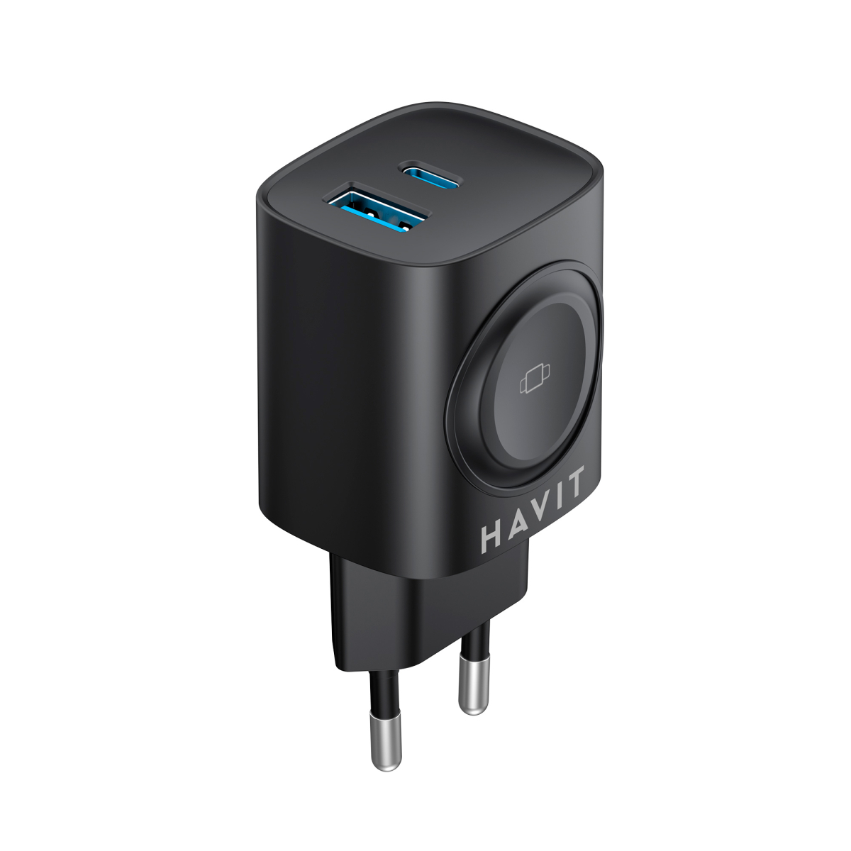 Зарядний пристрій USB-A+Type-C+Watch Charger 22W швидка зарядка black