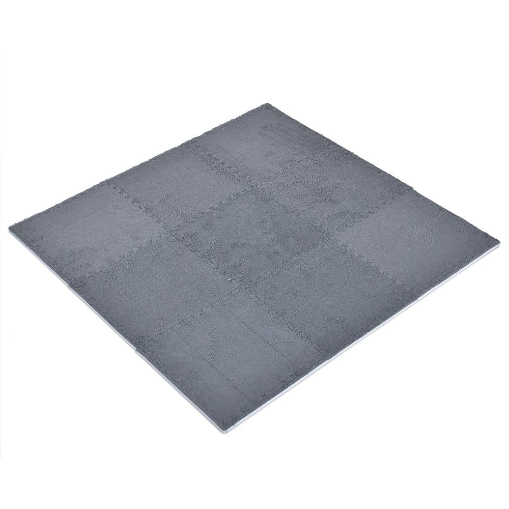 Килимок-пазл з плюшевим покриттям, Gray Fur (9шт) 31×31×1см, сірий №ME 1165