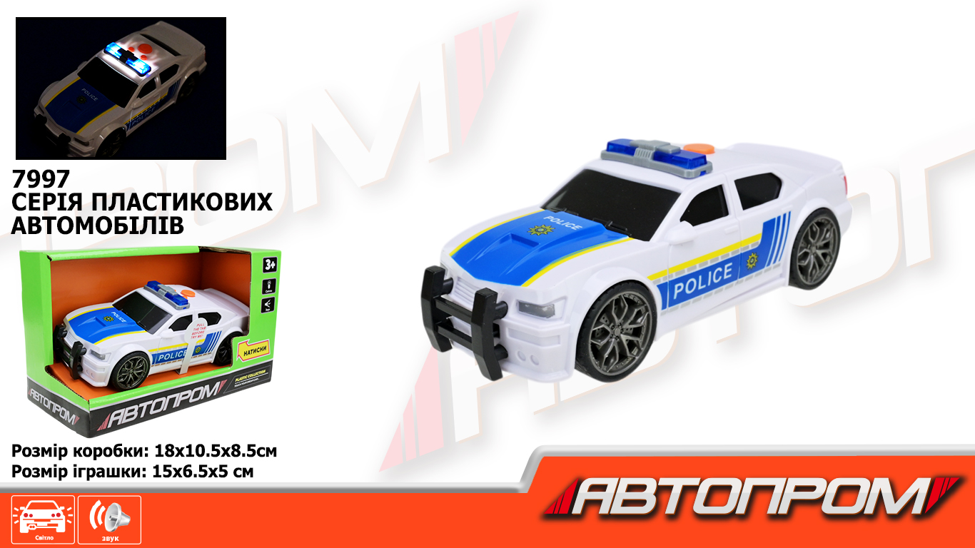 Машина «Автопром» на бат-ці, звук. світ., в коробці 18×10,5×8,5см КІ