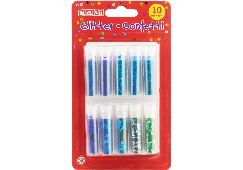 Блискітки «Maxi» 6 кольорів + конфетті для декорування