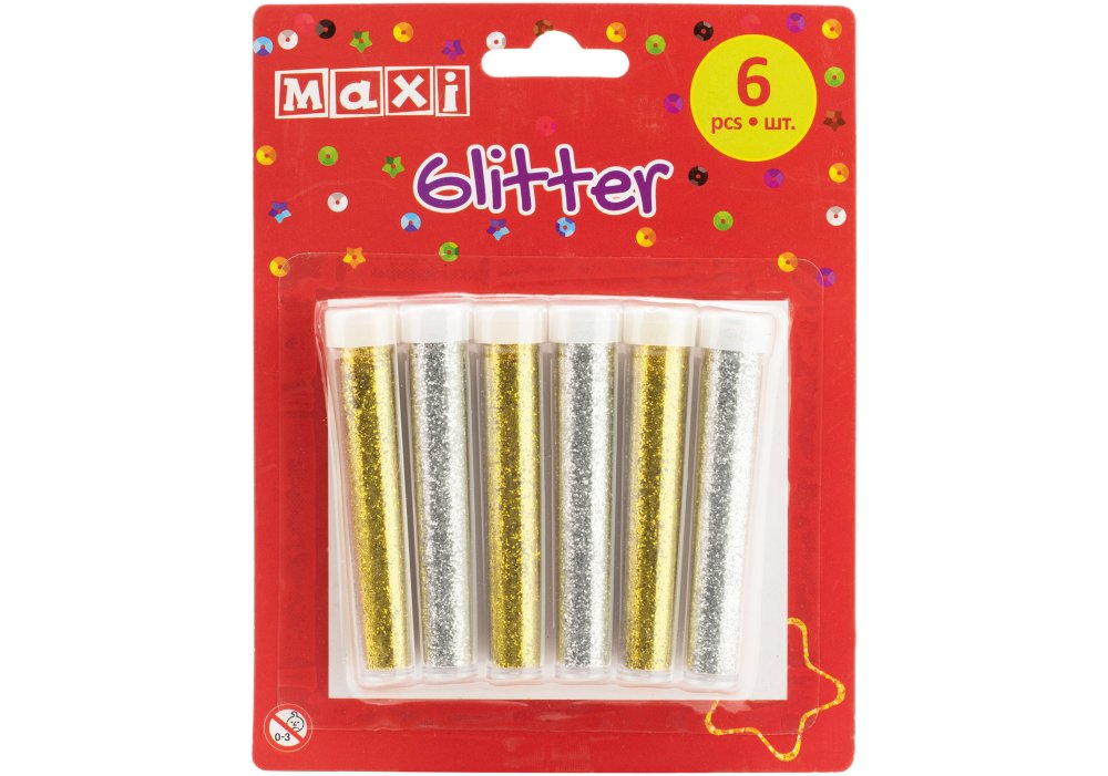 Блискітки «Maxi» 4г, 6 капсул, золото/срібло