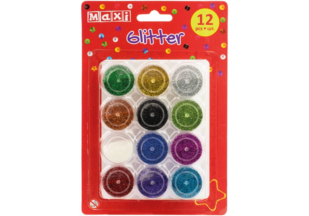 Блискітки «Maxi» 2,5г, 12 кольорів