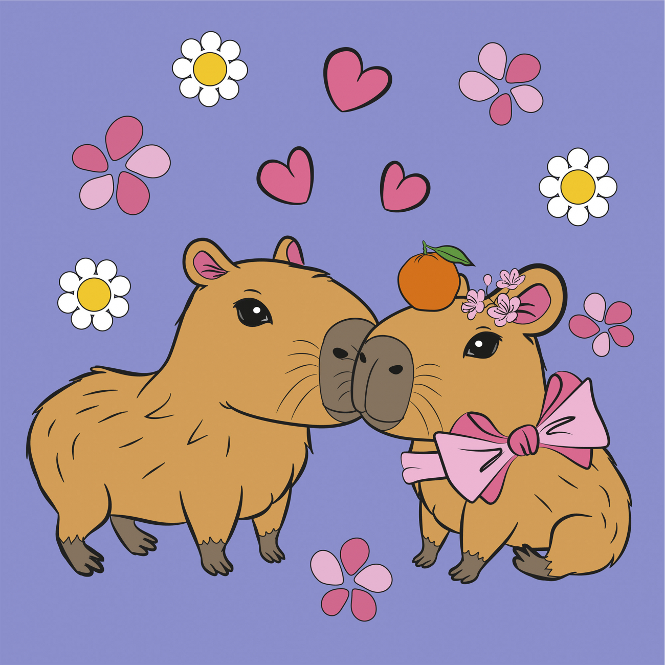 Картини по номерах «Капібари in Love» 25×25см