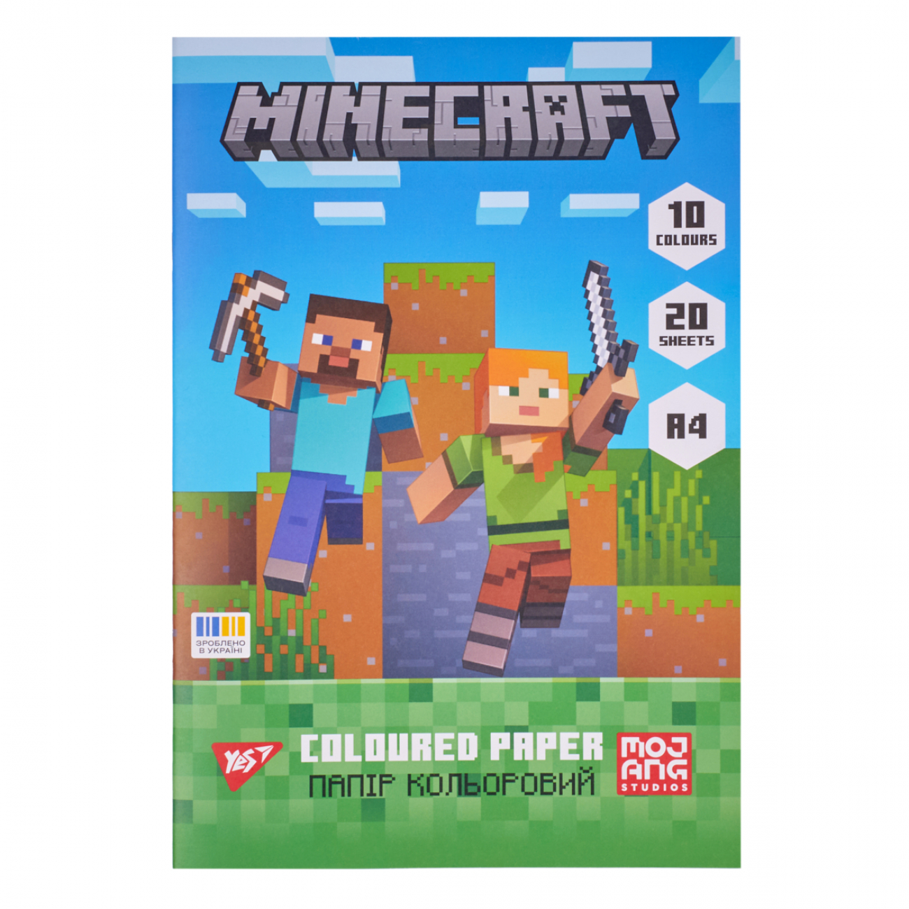Папір кольоровий А4 20арк./10 кольорів Minecraft