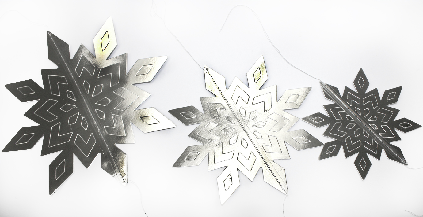 Декор-підвіска новорічна паперова «Snowflake» срібло 25см