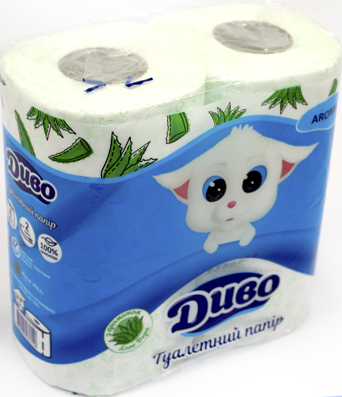 Туалетний папір «Диво Aroma» Алоє Вера на гільзі 2шар. (4шт)