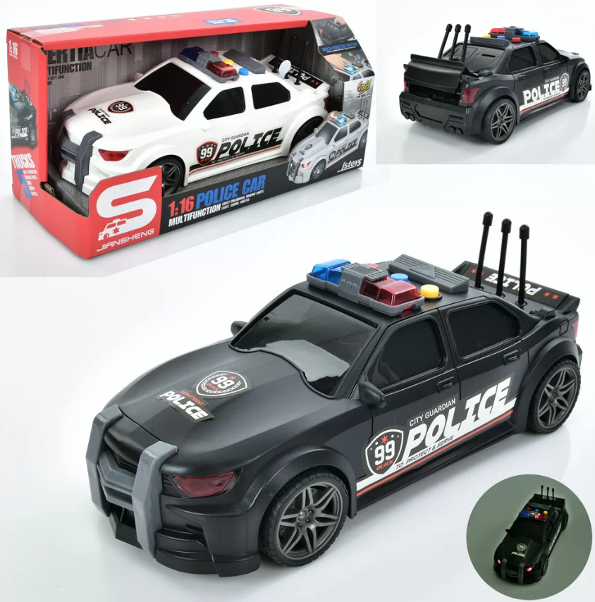Машина 24,5см, 1:16,звук, світло, 3 види (2 види-поліція) , на бат-ці (табл)