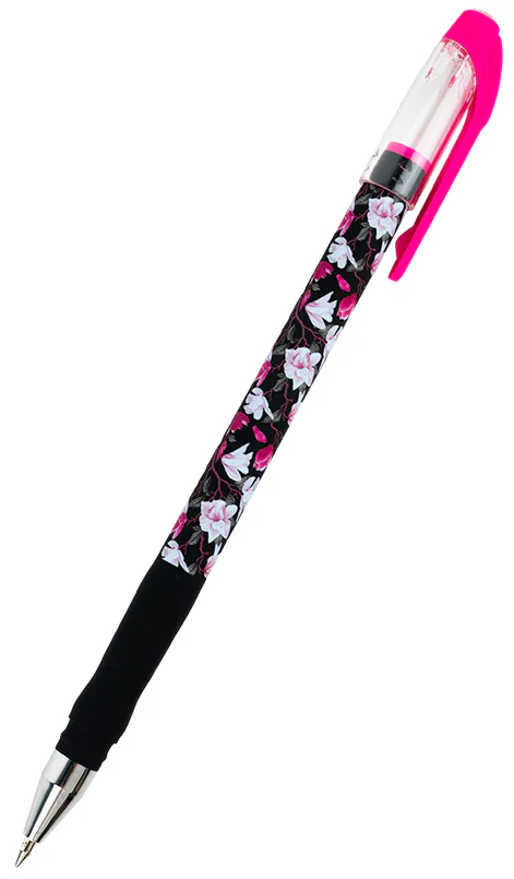 Ручка кулькова Floral Black синя