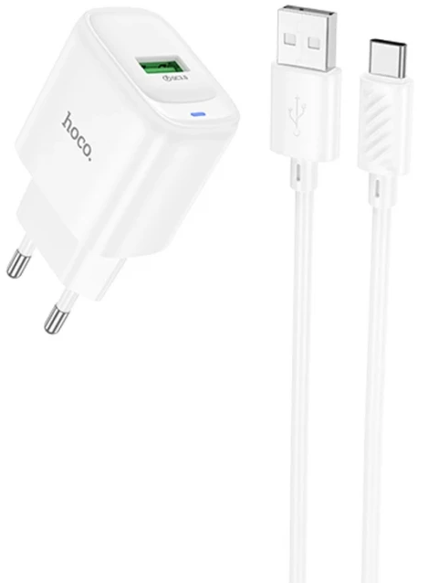 Зарядний пристрій швидка зарядка 1USB+USB+Type-C 18w 1м white