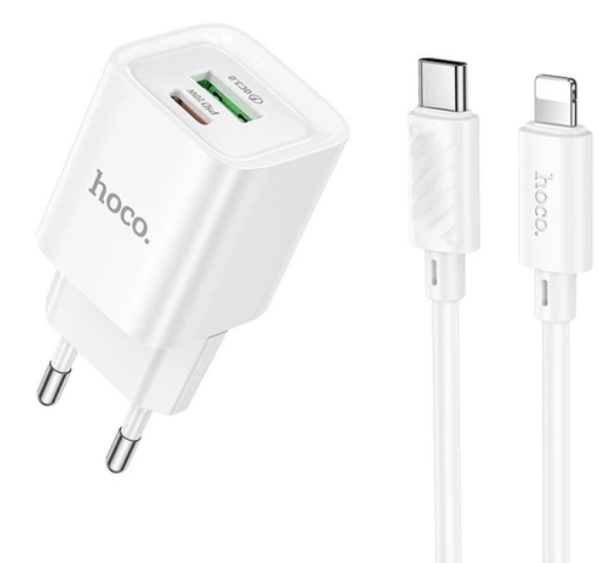 Зарядний пристрій зарядка1USB-с/USB PD/QC 3.0 20W+Type-C+Lightning white