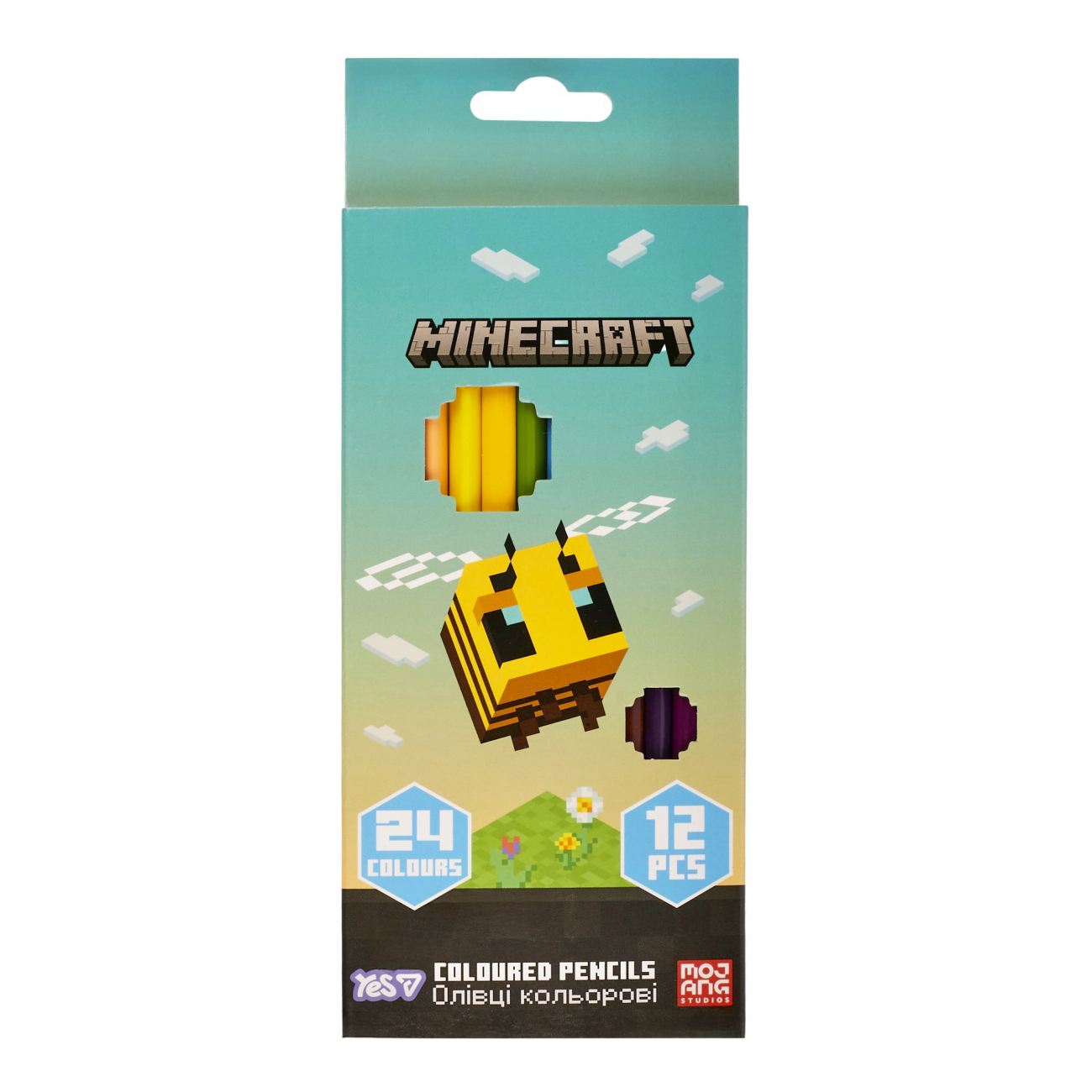 Олівці кольорові 24 кольорові/12 шт Minecraft.Spring