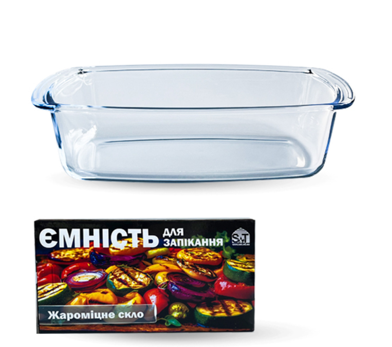 Форма для запікання з ручками 27×14×7см скло прямокутна глибока