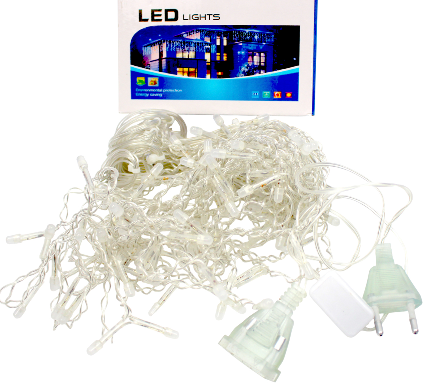 Гірлянда-бахрома електрична 120 LED MultiColor, прозорий провід L-3 м H-0,5 м