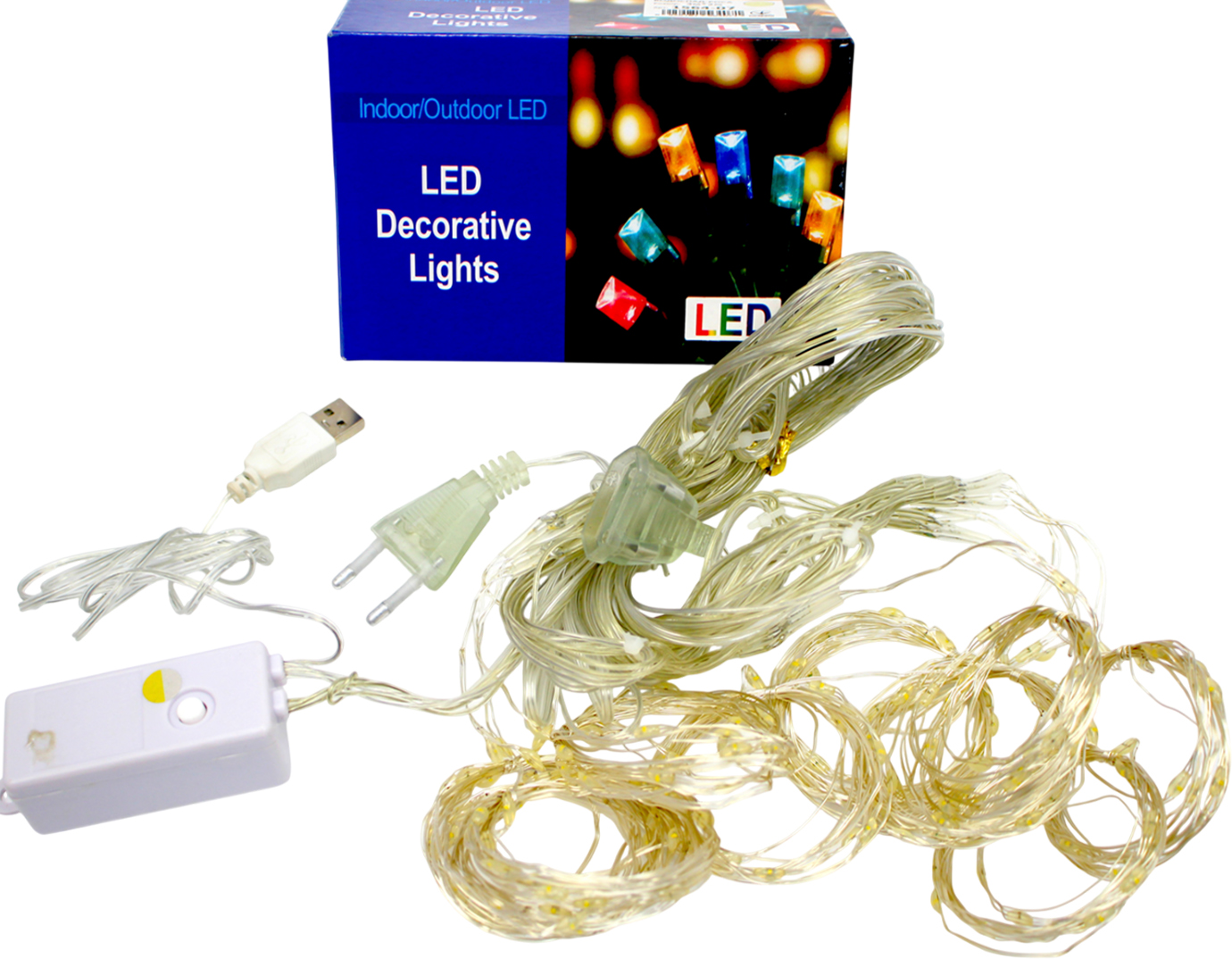 Гірлянда-водоспад електрич. Роса 200LED USB реле 8 режимів, білий теплийL-3мх2м